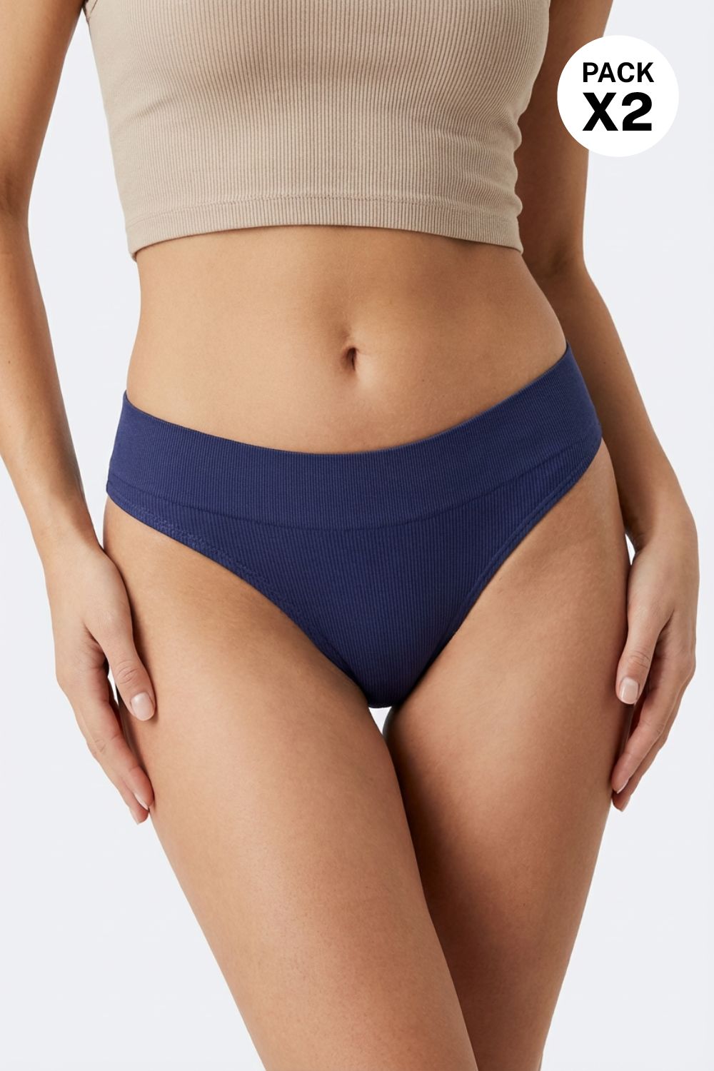 Panty Tipo Brasilera Paquete X2 En Poliamida Acanalada